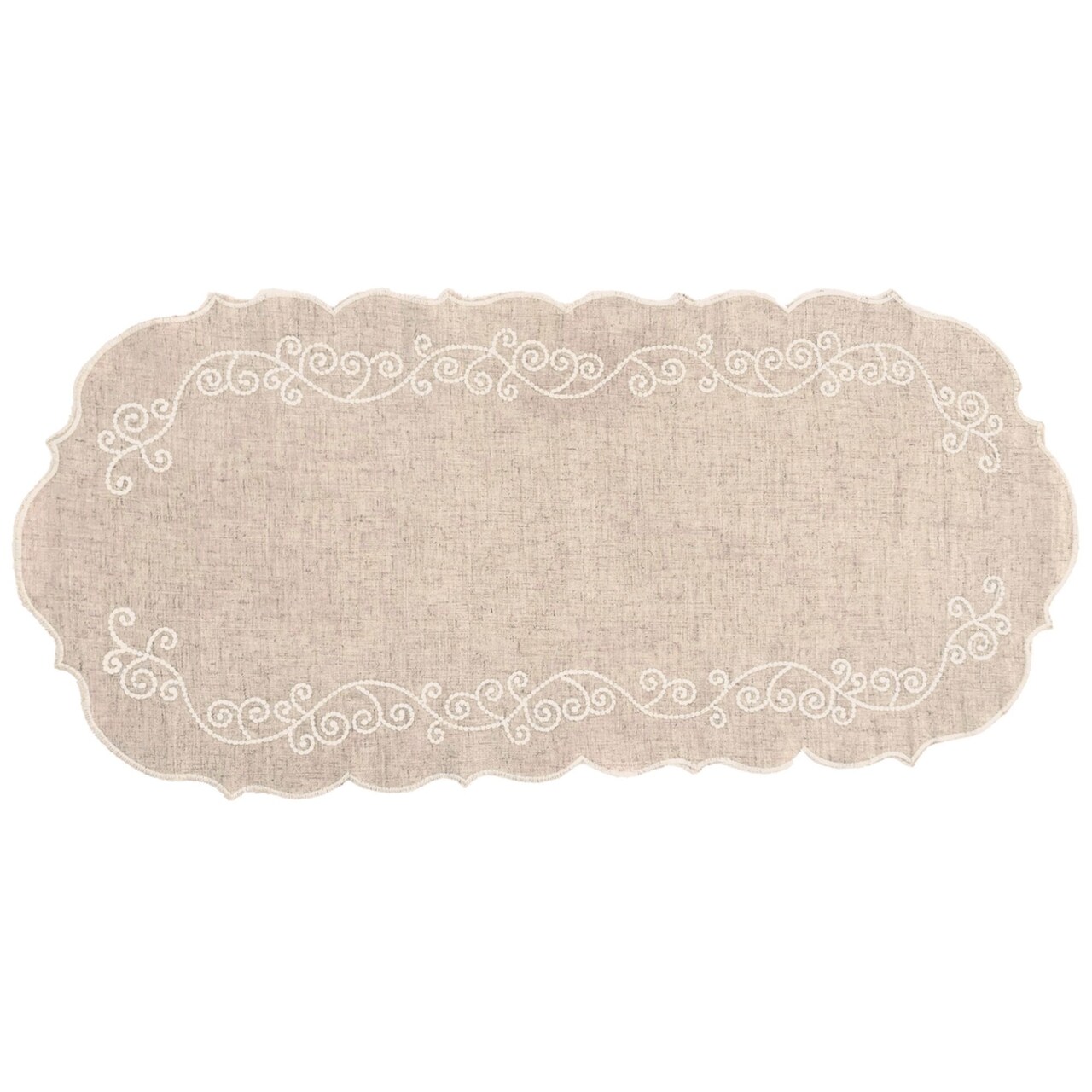 Lenox French Perle Linen Embroidered Centerpiece, Linen - 14"W x 36"L